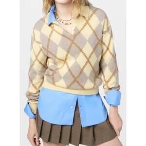 NEW GUEST IN RESIDENCE collegiate argyle polo in butter combo